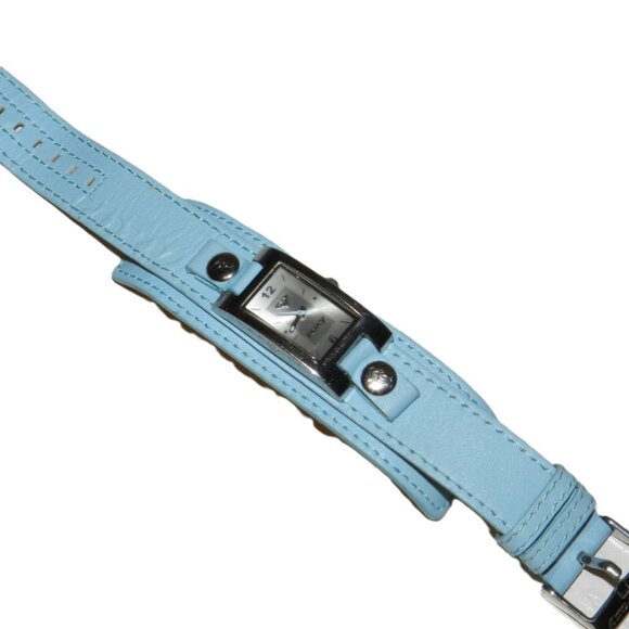 Vintage Roxy Blue Genuine Leather Band Chic Ladies Watch New Battery! - Picture 12 of 15